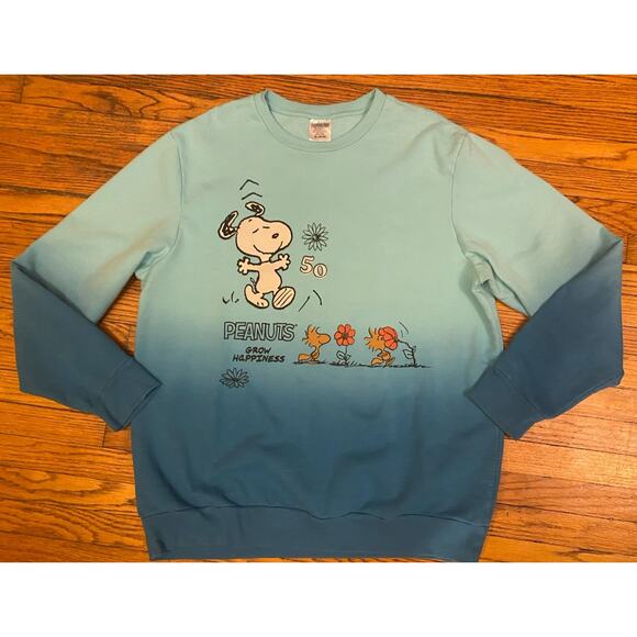 Snoopy Woodstock Peanuts Sweatshirt Men’s XL, 46-48 Happiness Friends Blue - Picture 1 of 8